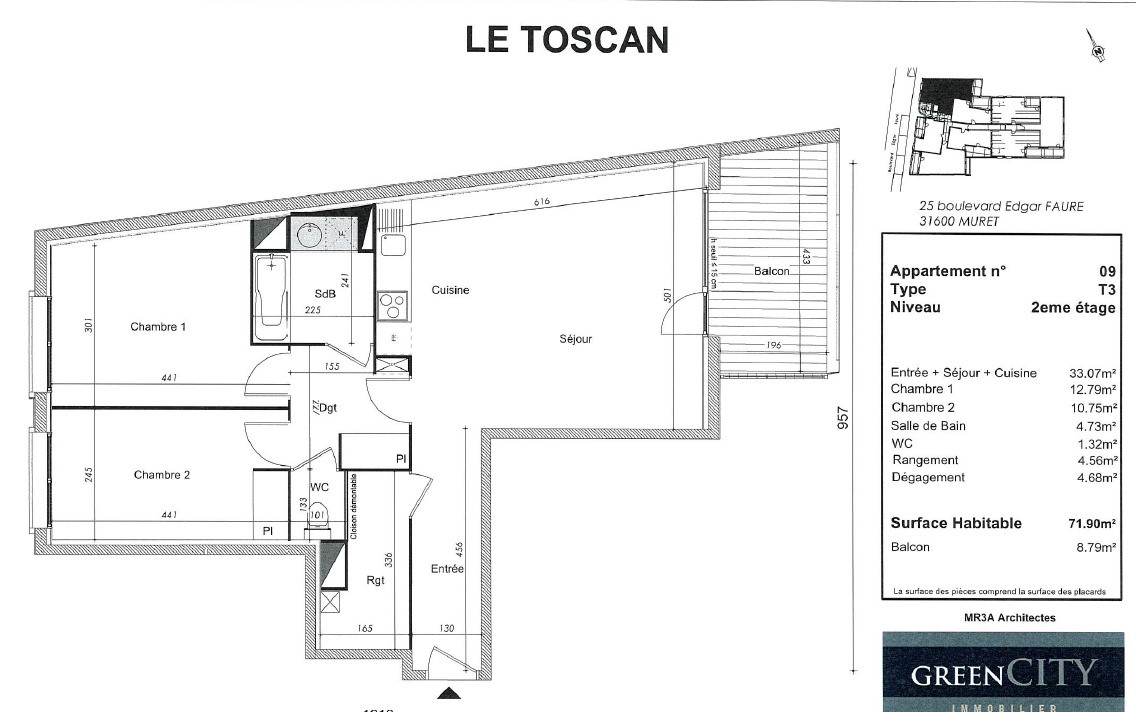 Location Appartement à Muret 3 pièces