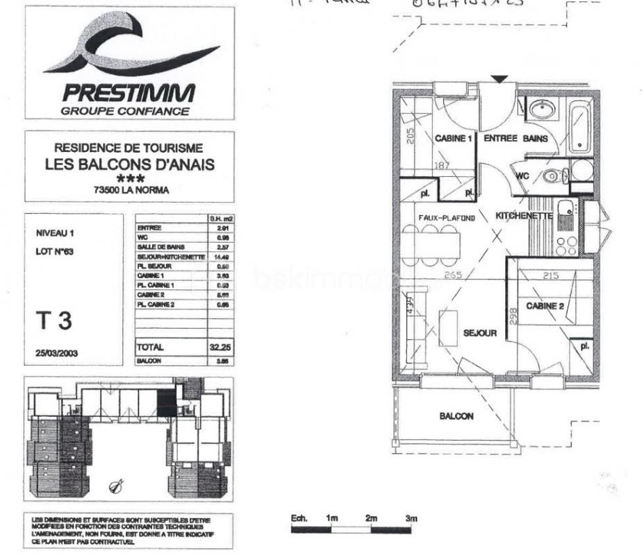 Vente Appartement à Villarodin-Bourget 3 pièces