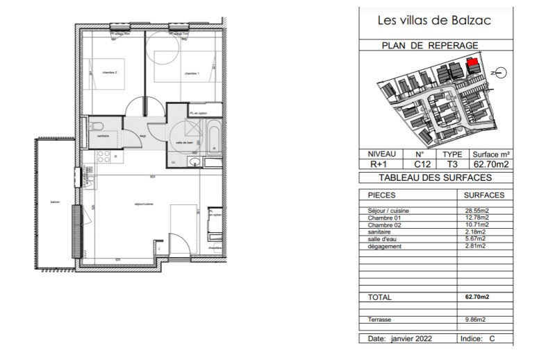 Location Appartement à Montbazon 3 pièces