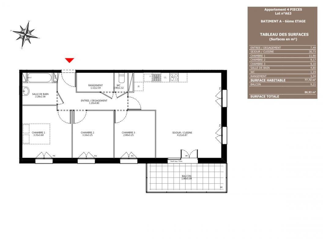 Vente Appartement à Champs-sur-Marne 4 pièces