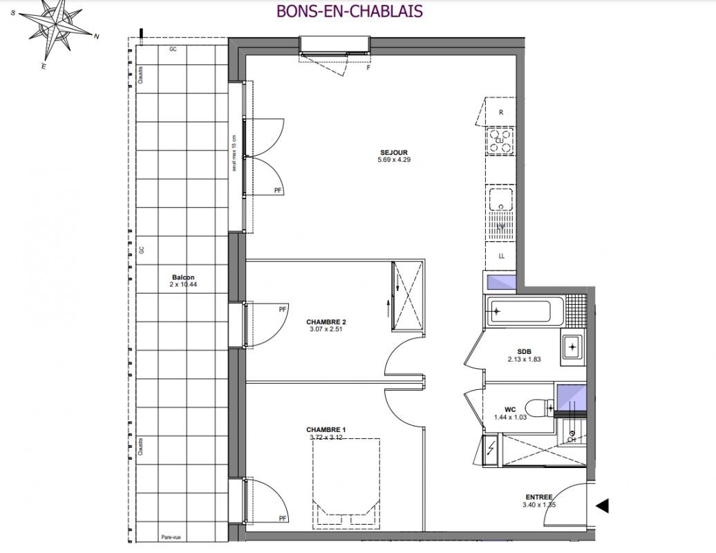 Vente Appartement à Bons-en-Chablais 3 pièces