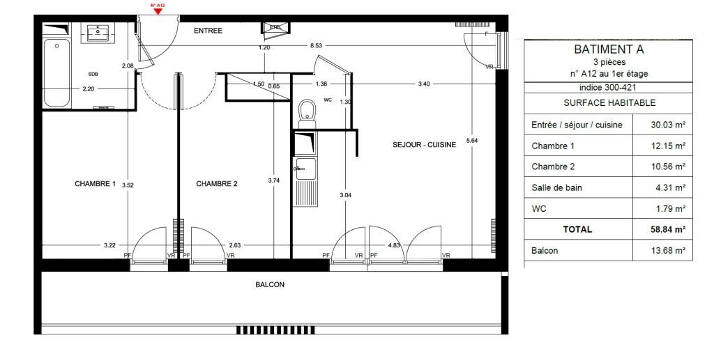 Location Appartement à Champs-sur-Marne 3 pièces