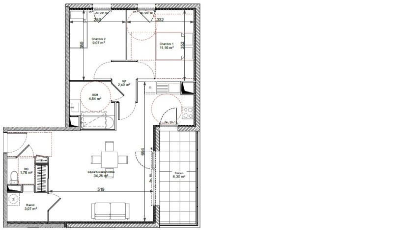 Location Appartement à Chasse-sur-Rhône 3 pièces