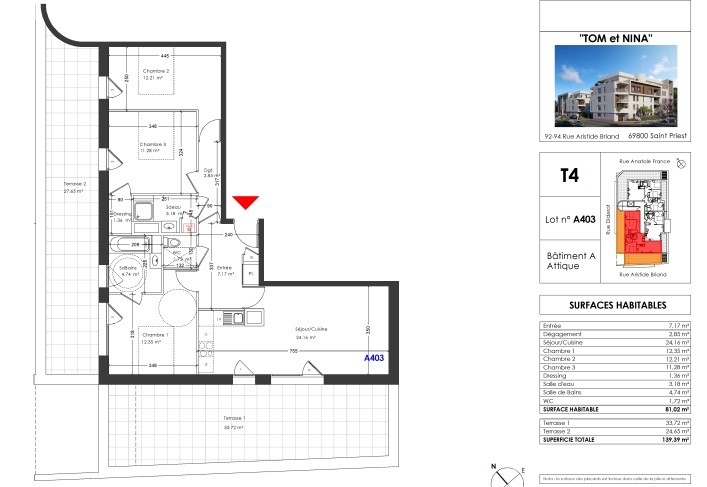 Vente Appartement à Saint-Priest 4 pièces