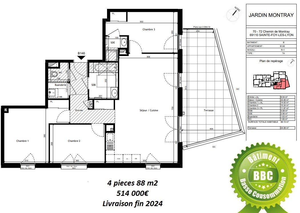 Vente Appartement à Sainte-Foy-lès-Lyon 4 pièces