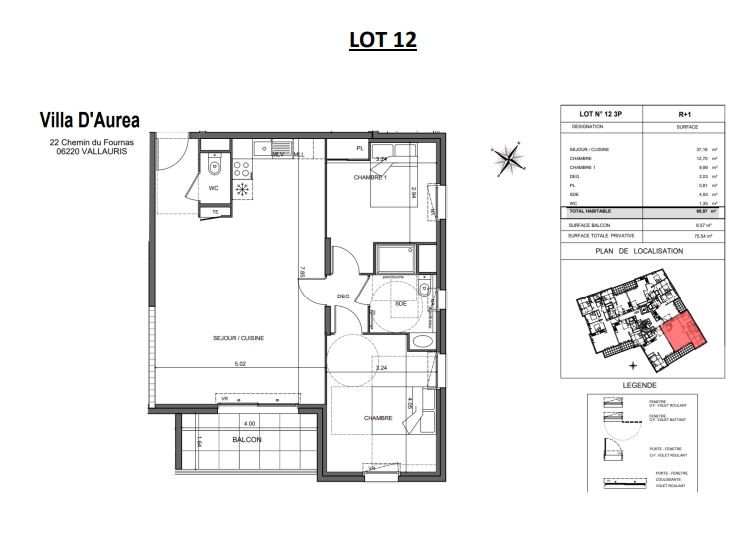 Location Appartement à Vallauris 3 pièces