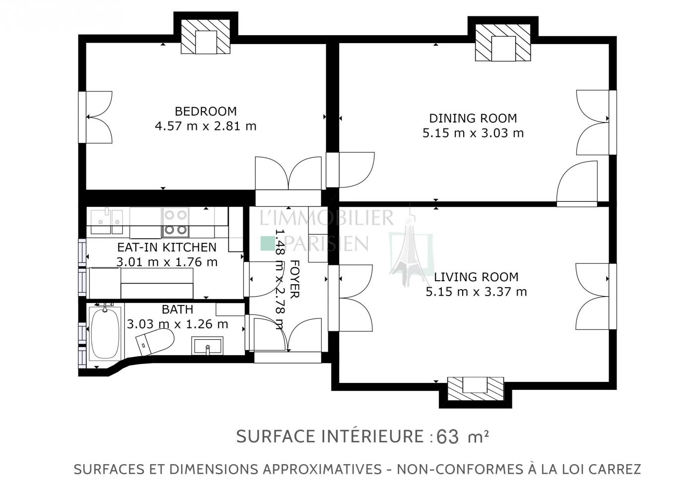 Vente Appartement à Paris Batignolles-Monceaux 17e arrondissement 3 pièces