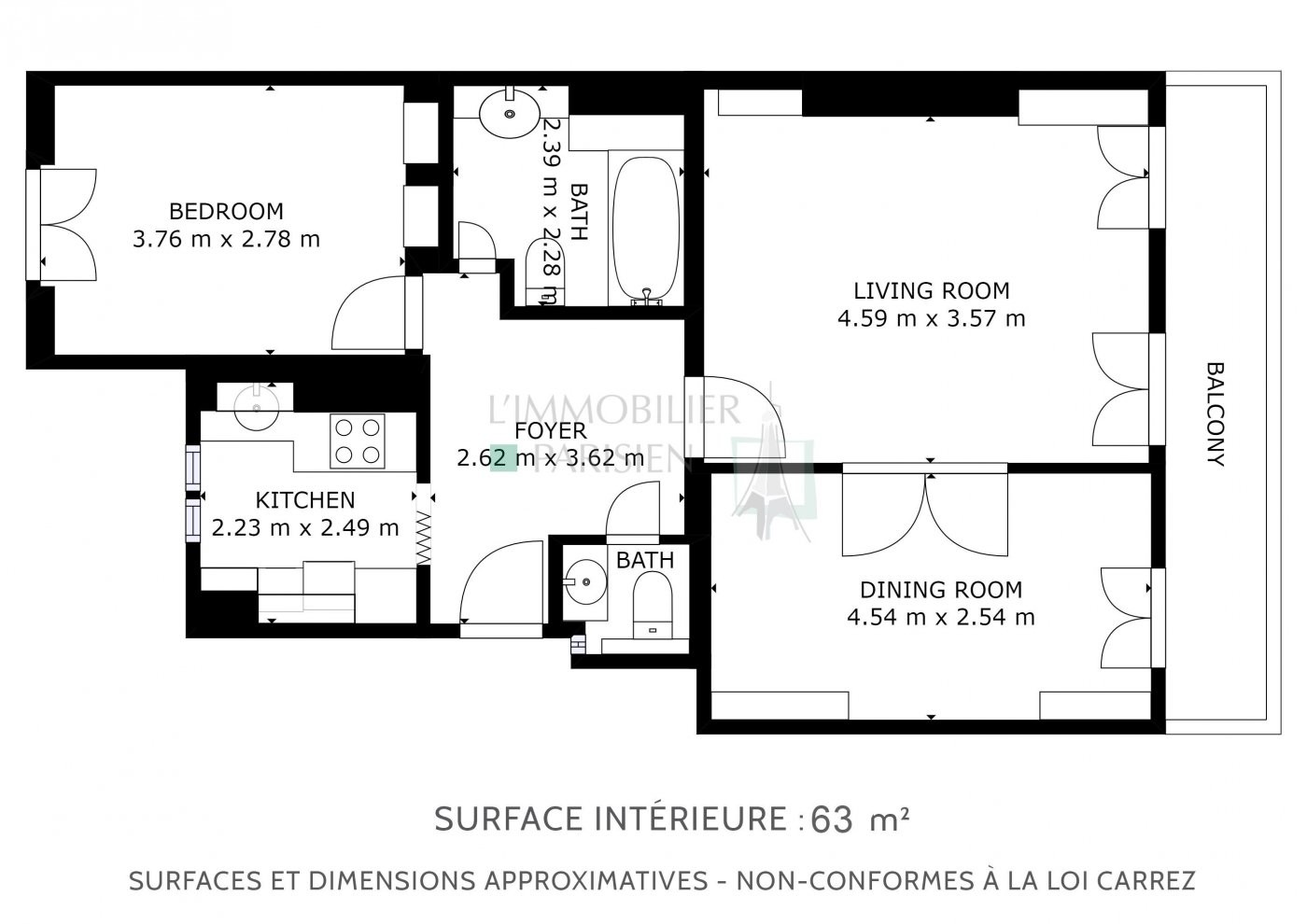 Vente Appartement à Paris Butte-Montmartre 18e arrondissement 3 pièces